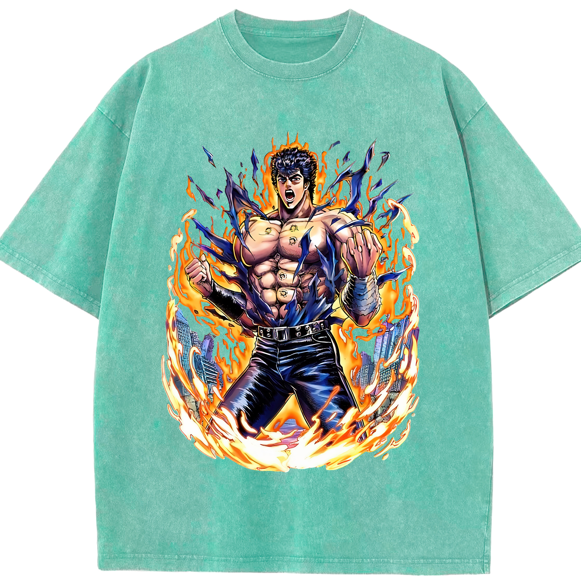 （画像用） 北斗の拳 Fist of the North Star 綿100% ヴィンテージ風 半袖Tシャツ（フロントプリント）
